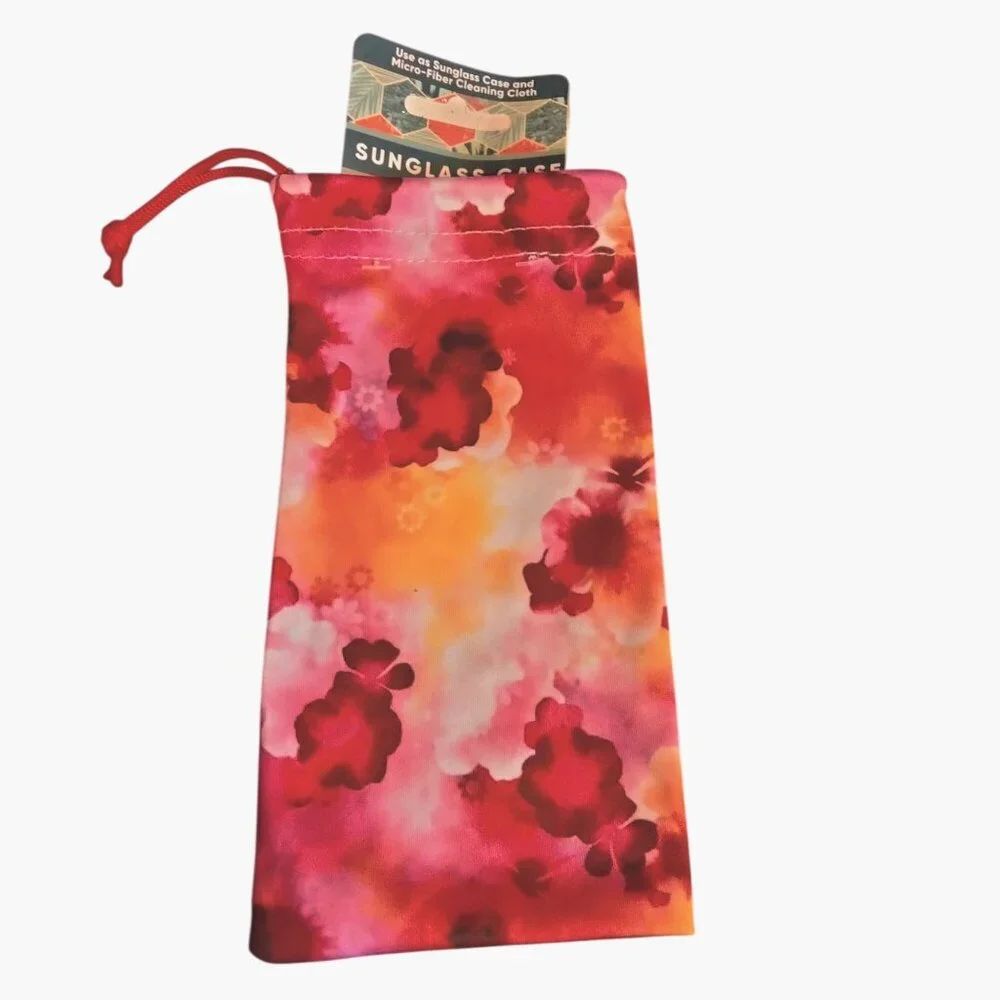 Floral Microfiber Sunglass Case Cleaning Cloth Pastel Pink Watermark